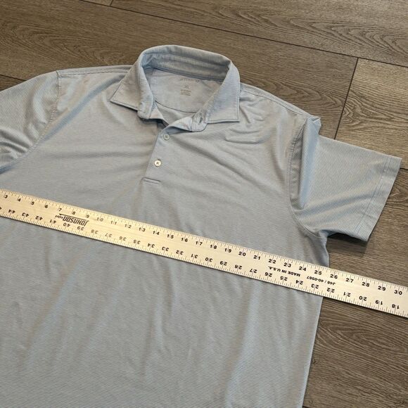 Johnnie O Polo Shirt Mens XL Blue Stripes Lightweight Athletic Golf Preppy - Picture 4 of 5
